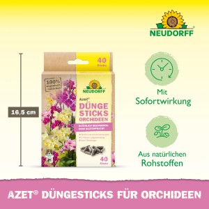 Neudorff Azet Düngestäbchen für Orchideen, 40 Stück, für prachtvolle Blüten und erhöhte Widerstandskraft.