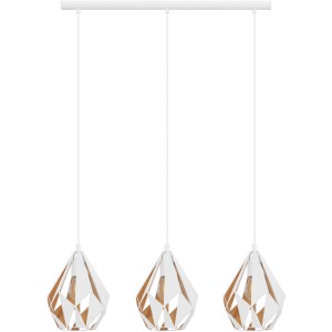 Eglo Hängeleuchte Carlton 1, 3-flammig, weiß-gold, E27, moderne Pendelleuchte