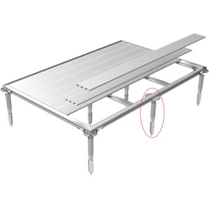 Biohort SmartBase Plus Zusatzpaket Zusatztür, silbernes Gartenhaus-Fundament mit Schraubfundamenten.