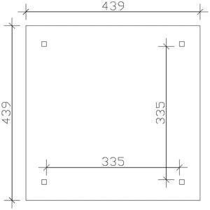 Grundriss Skan Holz Pavillon Cannes 2: 359x359 cm, Eiche hell lasiert. Gartenlaube mit Maßen.