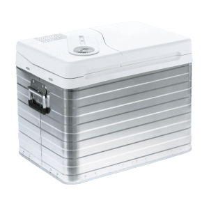 Mobicool Kühlbox MQ40A, 39 l, Weißaluminium, mit Tragegriff und geteiltem Deckel.