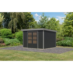 Karibu Gartenhaus Diego 5 in Anthrazit/Graualuminium mit Doppeltür und Fenster
