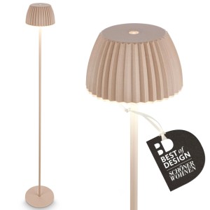 Brilo Akku-Stehleuchte Riffle Dimmbar Touch Lichtkante Beige