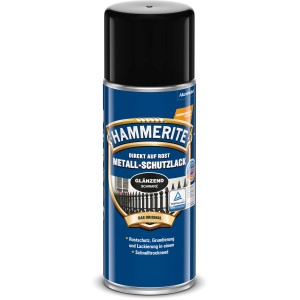 Hammerite Metall-Schutzlack-Spray, Schwarz Glänzend, 400ml Dose.