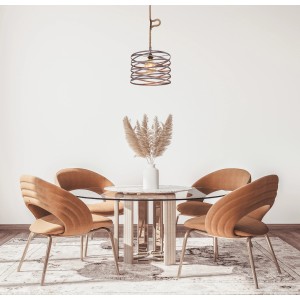 Globo Marco Pendelleuchte, 1-flammig, schwarz-rostfarben, mit Hanfseil. Dekorative Hängeleuchte.