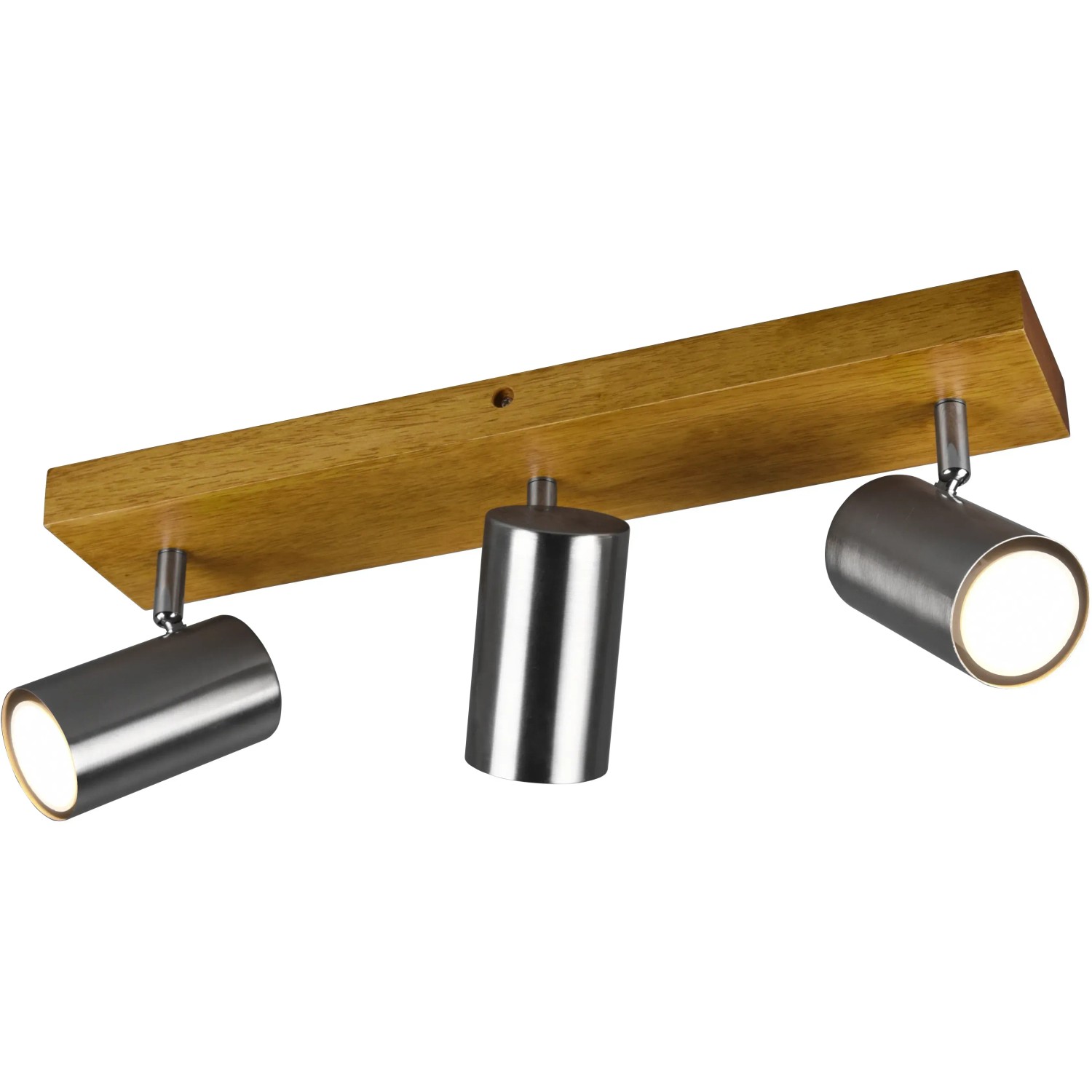 Trio Strahler Marley, 3-flammig, Nickel matt, Holz, Deckenspot für Wohn- und Schlafzimmer.