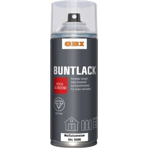 OBI Buntlack Spray RAL 9006 Weißalu hochglänzend, 400ml Dose.