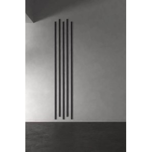 Denpanels Sticks Linoleum Nero, 4 schwarze Wandpaneele aus MDF mit Klebeband, 240 cm.