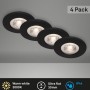 Vierer-Set Brilo LED-Einbauleuchten Kulana, schwarz matt, 4,9W, warmweißes Licht.