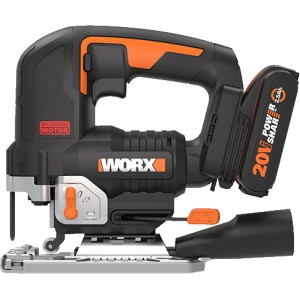 Worx Nitro Akku-Pendelhubstichsäge WX542 20V mit Akku und Ladegerät.