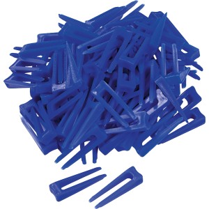 Blaue LUX Nivellierhilfe Systemkeile, 100 Stück, für präzises Fliesenlegen.