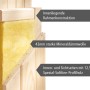 Detailaufnahme Woodfeeling Sauna Faurin: Wandaufbau mit Rahmen, Dämmwolle und Profilholz.