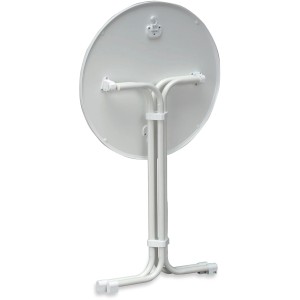 Weißer, runder Best Klapptisch (Ø 70 cm) in Klappposition, ideal für Garten und Balkon.