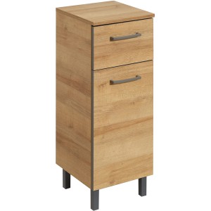 Pelipal Bad-Hängeschrank Quickset 919, Riviera Eiche, 30 cm breit, mit Schublade und Tür.