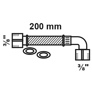 Kirchhoff Flexschlauch für Spülkasten, 200mm, mit Winkel. Flexibler Wasseranschluss.