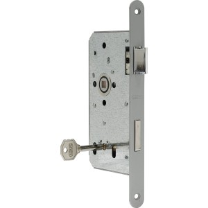 Abus Innentür-Einsteckschloss Silber mit Schlüssel und Einbausicherung.