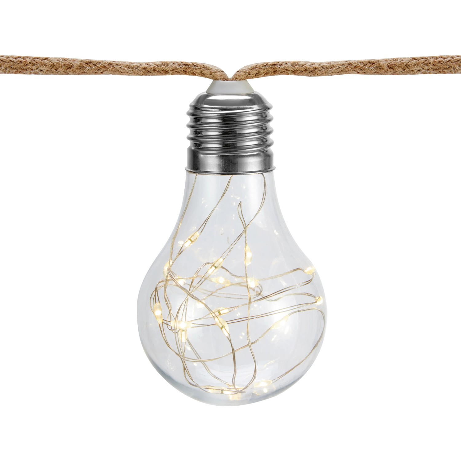 Lichterkette Forcone mit Glühbirne und warmweißen LEDs, 3,8 m lang.