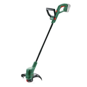 Grüner Bosch Akku-Rasentrimmer EasyGrassCut 18V-26 Solo. Leistungsstarker Grasschneider für präzises Rasentrimmen.