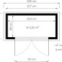 Grundrisszeichnung Bertilo Gerätehaus 103x207cm: Maße und Details des Holz-Gartenhauses.