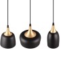 Trio Pendelleuchte Chiraz, 3-flammig, schwarz matt mit goldenen Akzenten.