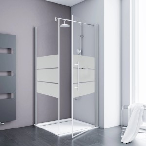 Schulte ExpressPlus Eckdusche mit Drehtür, Seitenwand und Duschwanne, Alexa Style 2.0, 90x90 cm.