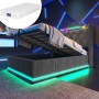 okwish Polsterbett 90x200cm mit LED USB C Einzelbett Grau mit Matratze_2