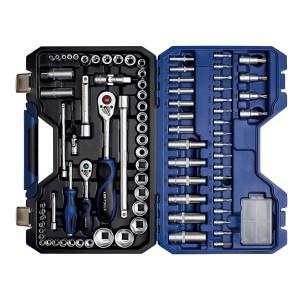 LUX Steckschlüsselsatz STS-89 Comfort, 89-teilig im geöffneten Koffer.