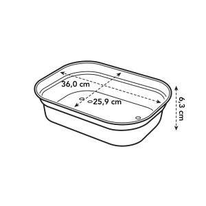 Abbildung einer grünen Elho Anzuchtschale Green Basics M (36x26,5x6cm) mit Maßangaben.