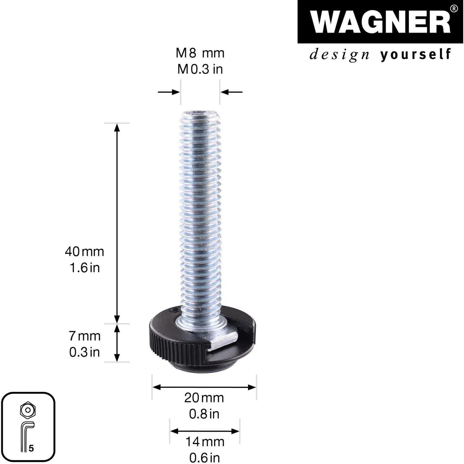 Wagner Verstellfuß Justus Slim, 4er Set Möbelbeine mit QuickClick System und Gleiteinsätzen, 4,7 cm hoch.