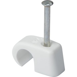 Weiße Expressschelle mit Nagel, geeignet für Kabeldurchmesser 7-11 mm, 40 Stück.