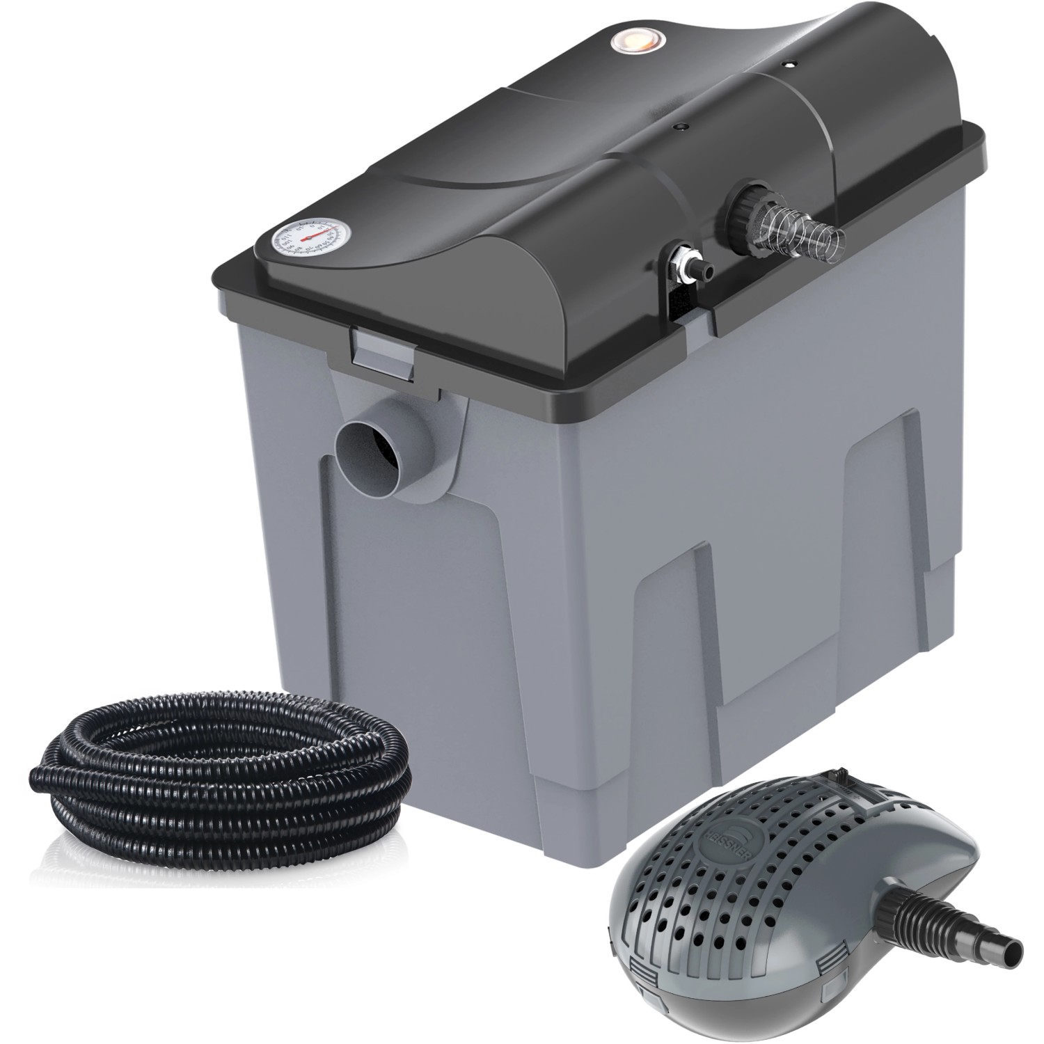 Heissner DurchlauffilterSet FPU 10100 mit UVCKlärer für Teiche bis 10