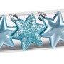 Baumschmuck-Set: 12 hellblaue Sterne, teils glänzend, teils glitzernd, für den Weihnachtsbaum.