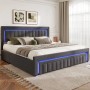 okwish Polsterbett mit LED Beleuchtung Schubladen Jugendzimmer 180x200cm Grau_5