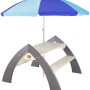 Kinder-Picknicktisch Kylo XL mit blau-weißem Sonnenschirm für Garten & Terrasse.