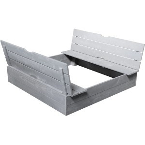 Soulet Sandkasten, 118x118cm, Taupe, mit integrierten Sitzbänken. Ideal für Kinder ab 18 Monaten.