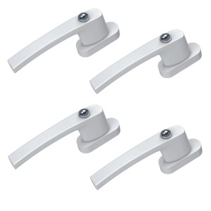 4er Set abschließbare Basi Fenstergriffe, Alu weiß, inkl. Schlüssel für Fenstersicherung.