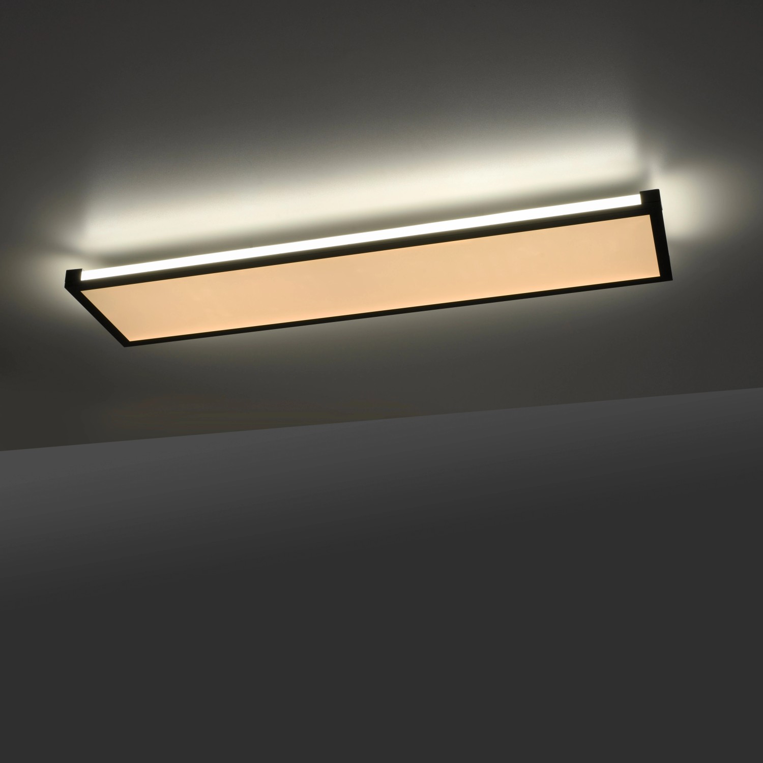 Schwarze LED-Deckenleuchte Mario von Just Light, 100x25 cm, Panel.