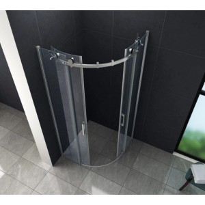 Glasdeals Duschkabine BARARO 80 x 80 x 195 cm Viertelkreis ESG Sicherheitsglas 8 mm Schiebetür Easy Clean Runddusche 3067