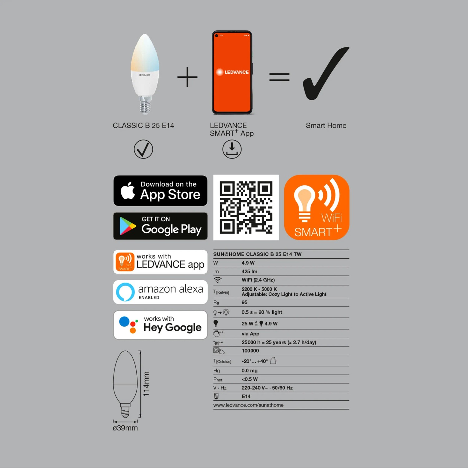 Ledvance LED Sun@Home Kerzenlampe: Smarte Lampe mit App-Steuerung für Wohlfühllicht.