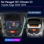 Junsun 7 Zoll Autoradio: Vorher/Nachher-Vergleich im Armaturenbrett. Modernes Touchscreen-Display für Peugeot 107, Citroen C1, Toyota Aygo.