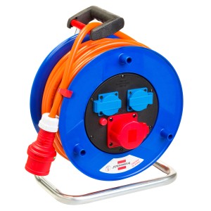 Brennenstuhl Kabeltrommel Garant ST CEE 1, 25m, blau, mit CEE-Stecker und 2 Schuko-Steckdosen.