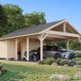 Palmako Carport Robert mit Geräteraum 555 x 363 cm Lackiert Dunkelgrau FSC®