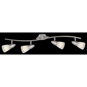 Globo LED-Spot Caleb 4er, Nickel matt, Chrom. Deckenleuchte mit 4 warmweißen LED-Leuchtmitteln.