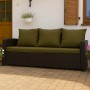 Grünes 3-Sitzer Gartensofa mit Kissen Setgarden Mix-Techno für Polyrattan Möbel.