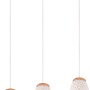 Reality Pendelleuchte Bidar, 3-flammig, weiß matt mit Holzdetails. Moderne Hängelampe.