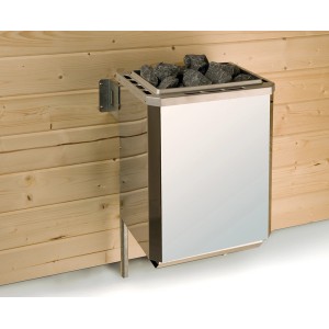 Weka Saunaofen Klassik 7,5 kW, Edelstahl-Wandofen mit Saunasteinen für finnisches Saunieren.