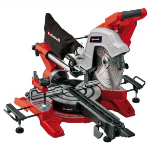 Einhell Zug-Kapp-Gehrungssäge TE-SM 10 L Dual, rot/silber, mit Sägeblatt und Spänefangsack.