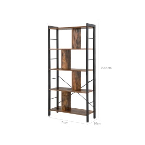 Vasagle Bücherregal mit 5 Ebenen in Braun-Schwarz, 154,5 cm hoch. Regal für Wohnzimmer und Büro.