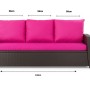 Gartenkissen Set Rose für 3-Sitzer Polyrattan Gartensofa, 140x60x50 cm. Sitzkissen und Rückenkissen.