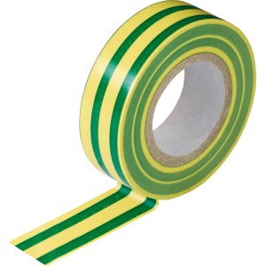 Grün-gelbes Isolierband, 25mm x 10m, für Elektroinstallationen.